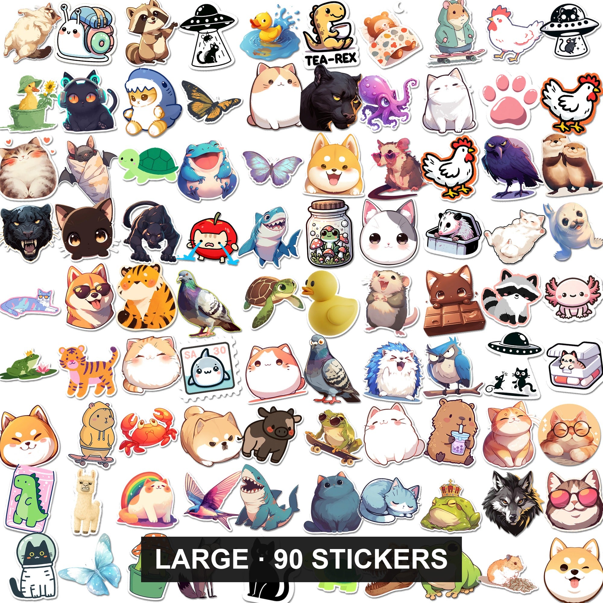 Animal Sticker Bundle - 90 stickers, every design shown