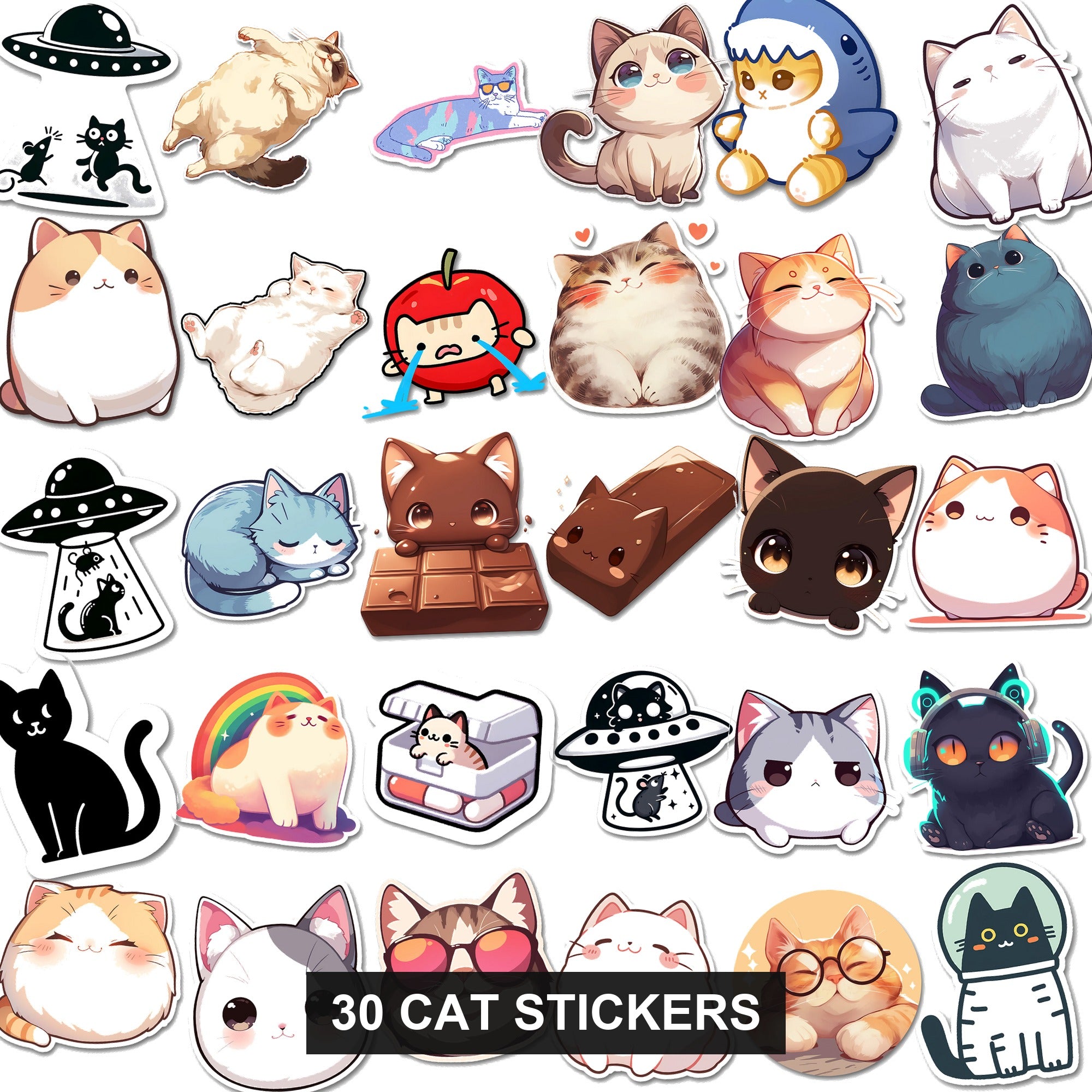 Cat Lovers Sticker Bundle - 30 stickers, every design shown