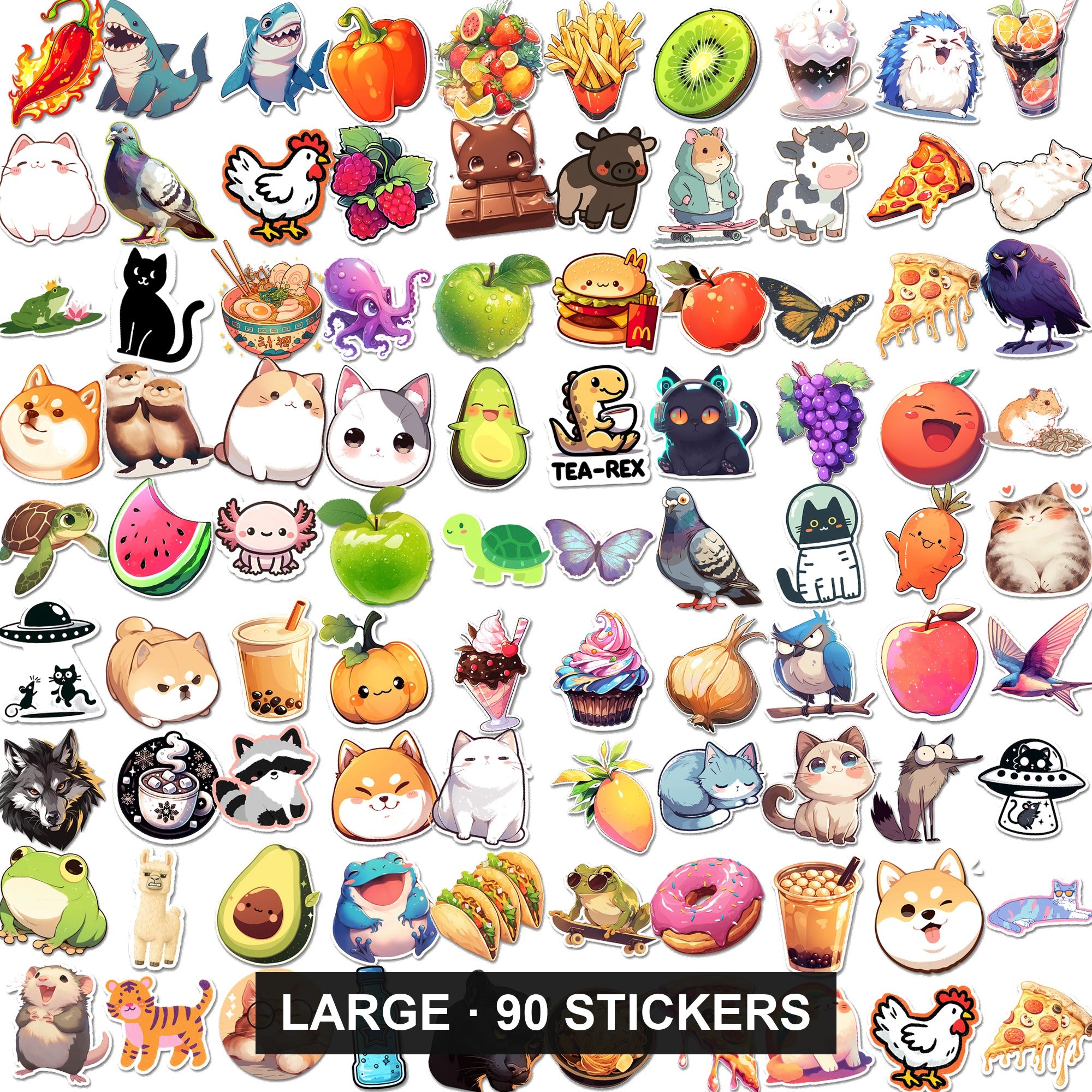 Cute Mix Sticker Bundle - 90 stickers, every design shown
