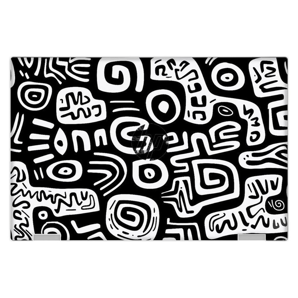 Hp Pavilion X360 11M - AD013DX laptop skin - Monochrome Primitive Art