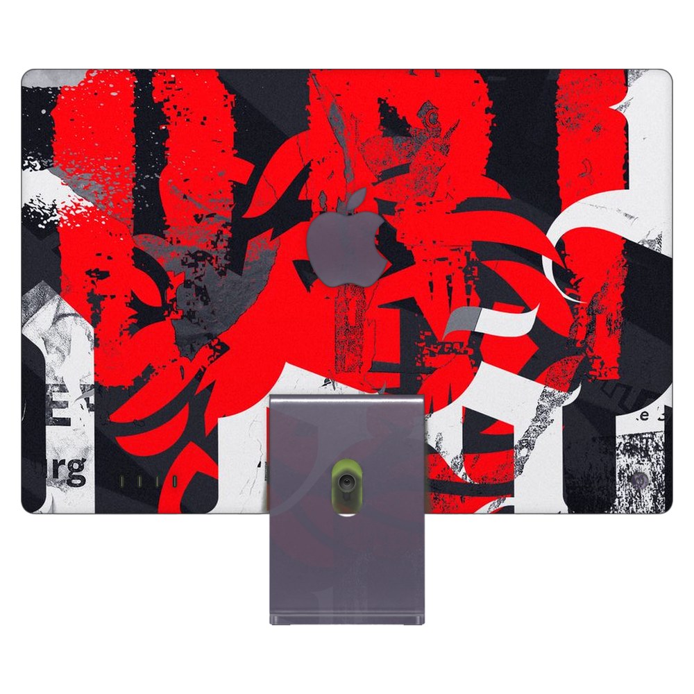 Apple iMac 24 (2021) laptop skin - Distressed Red Art