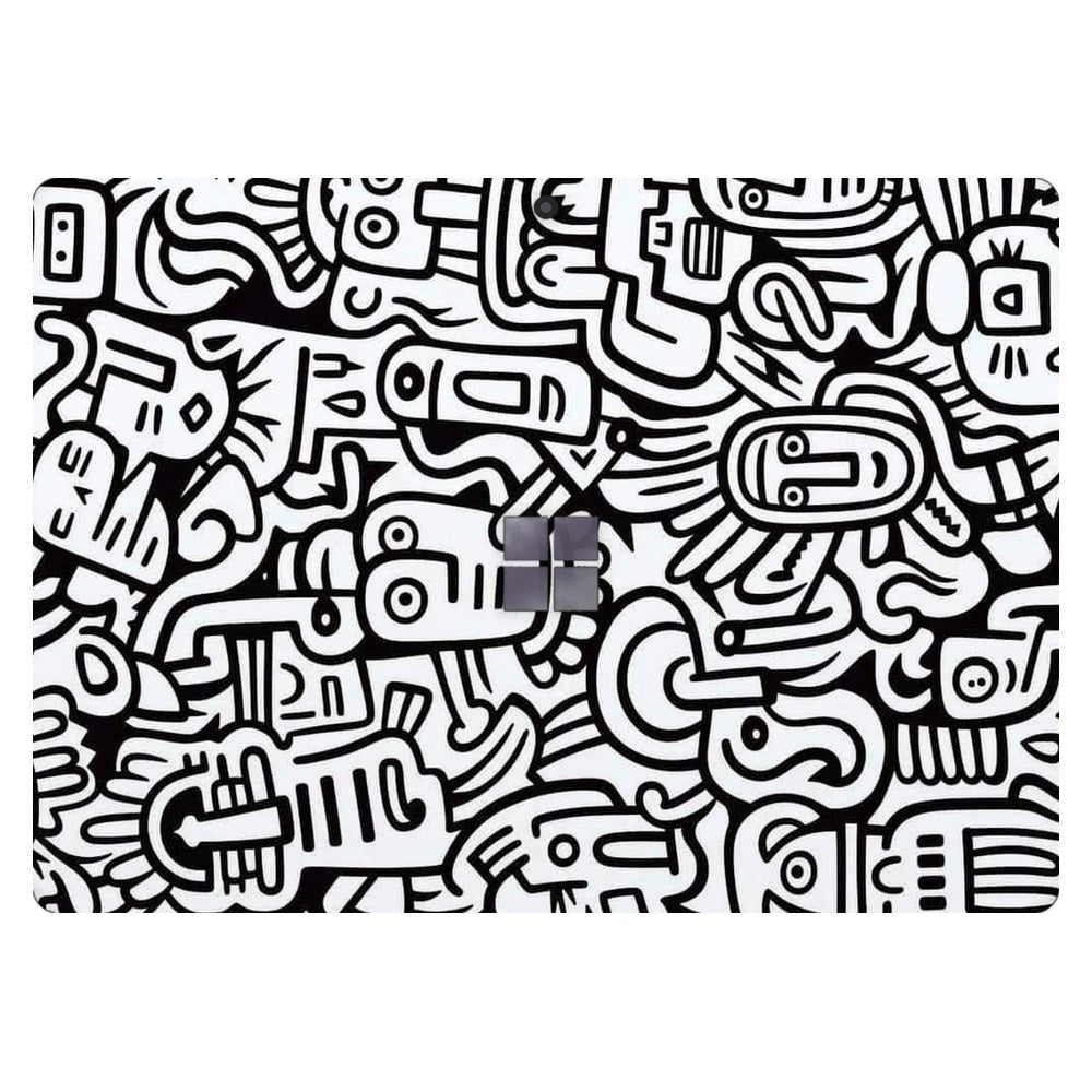 Microsoft Surface Pro 8 laptop skin - Whimsical Black and White