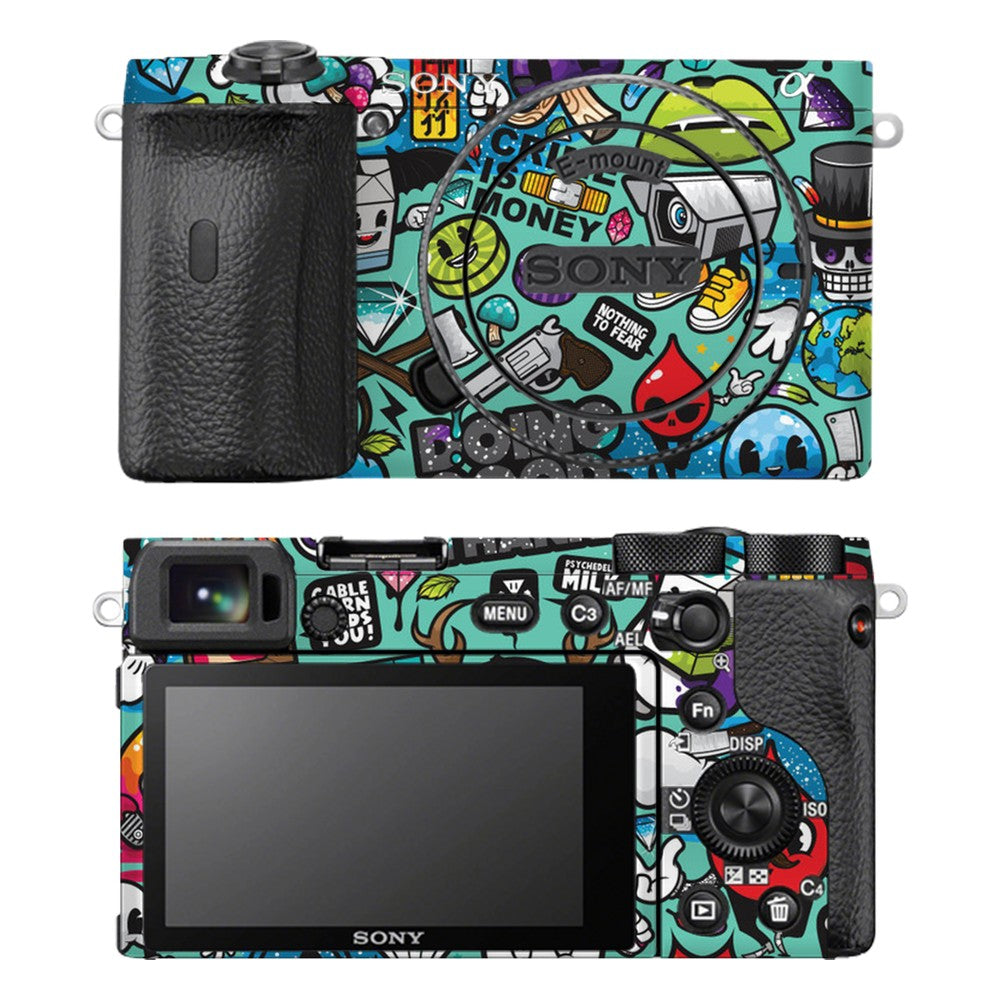Sony A6600 camera skin - Blue sketch