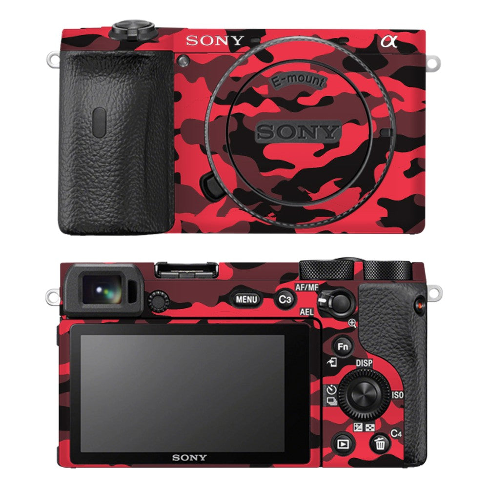 Sony A6600 camera skin - Dark Red Camo
