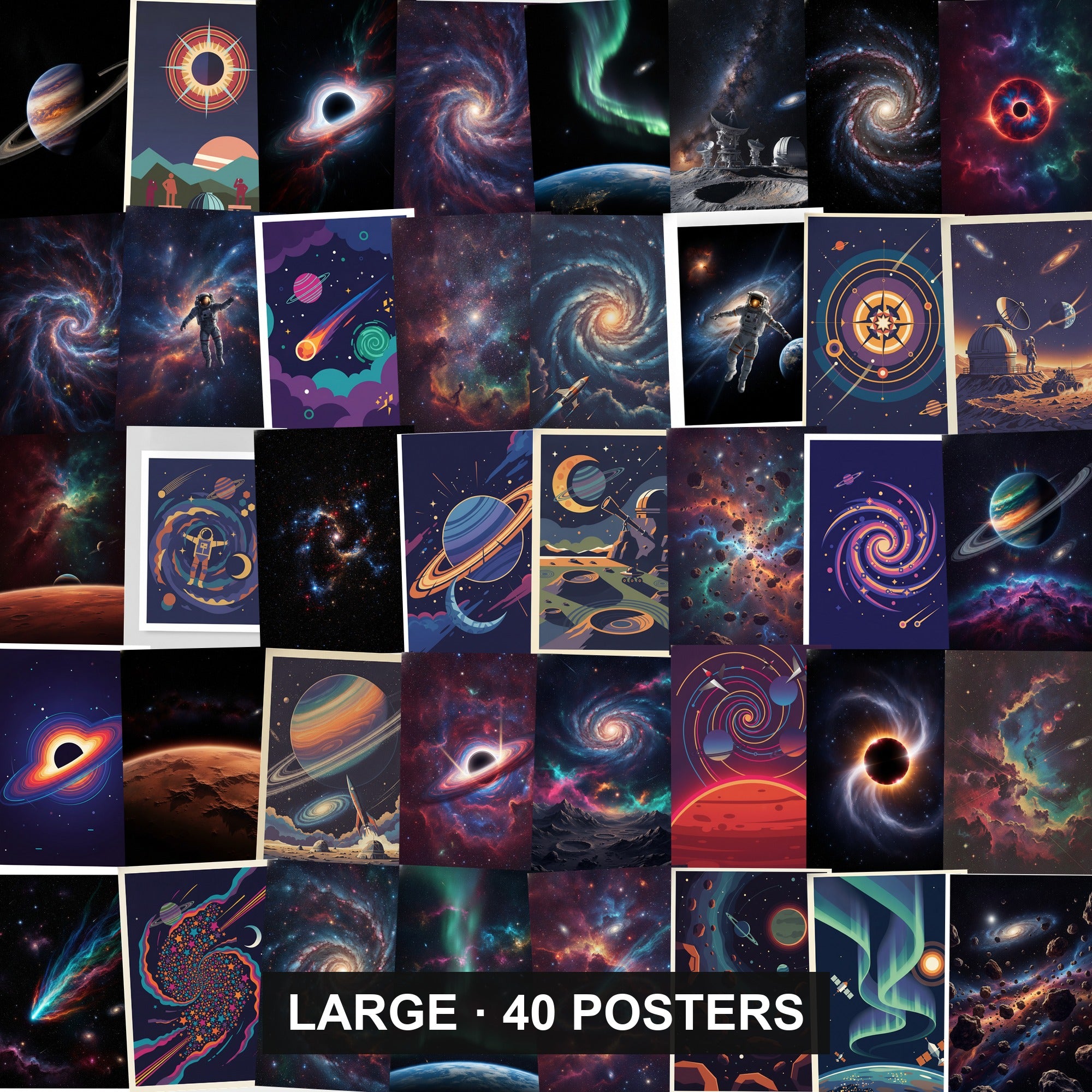 Space Poster Bundle - 40 posters, every design shown