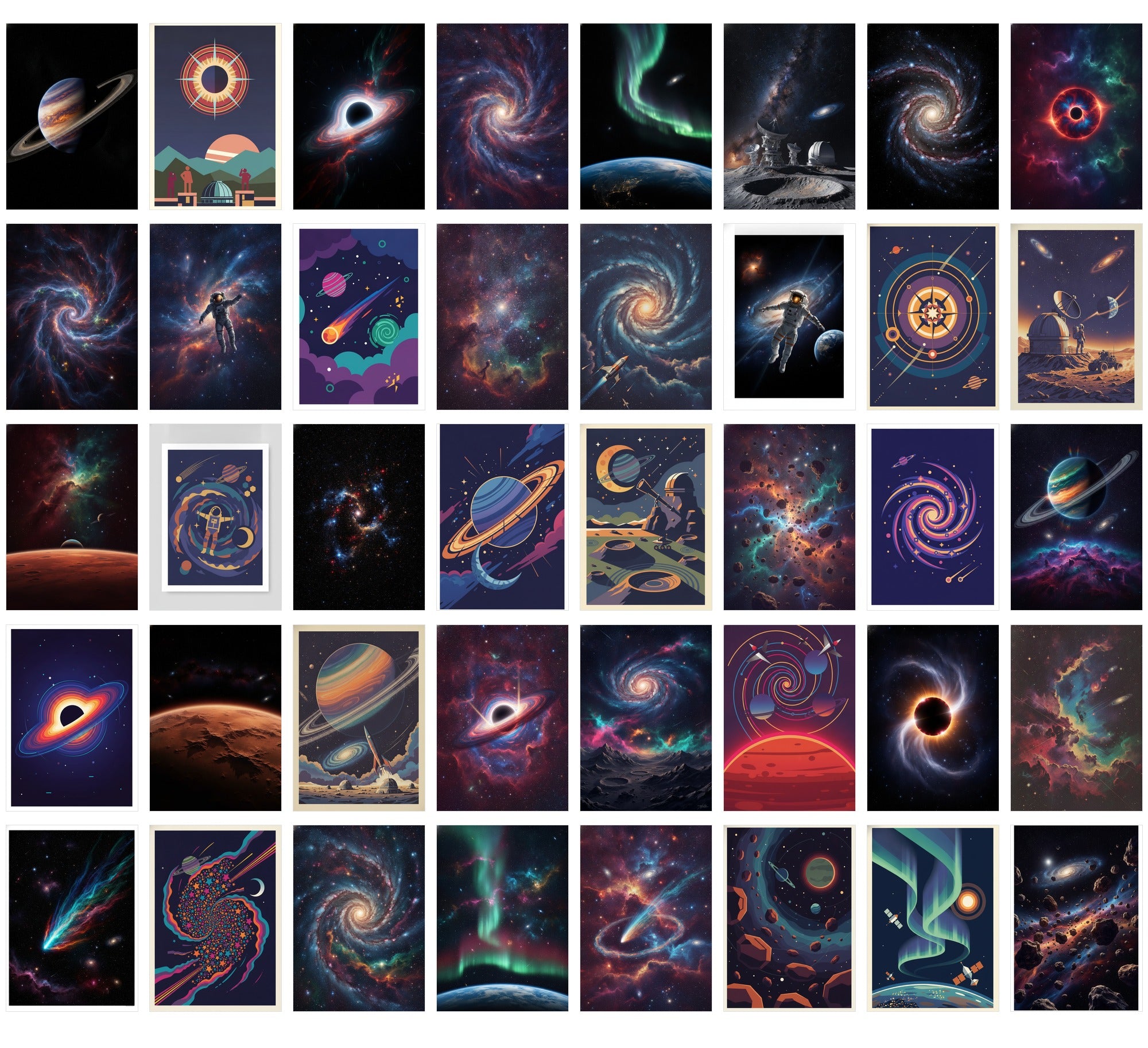 Space Poster Bundle - numbered list of every sticker included