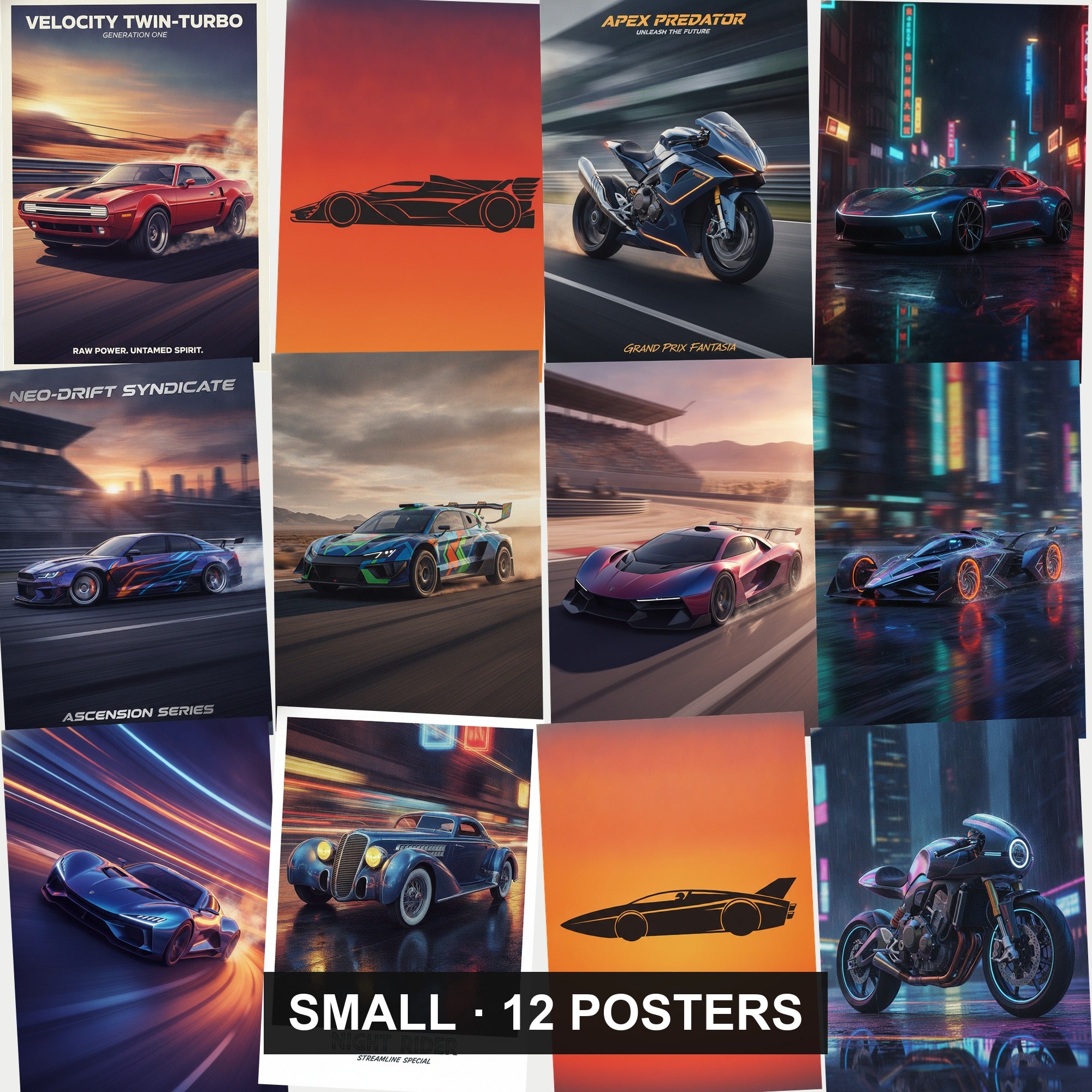 Speed Poster Bundle - 12 posters, every design shown