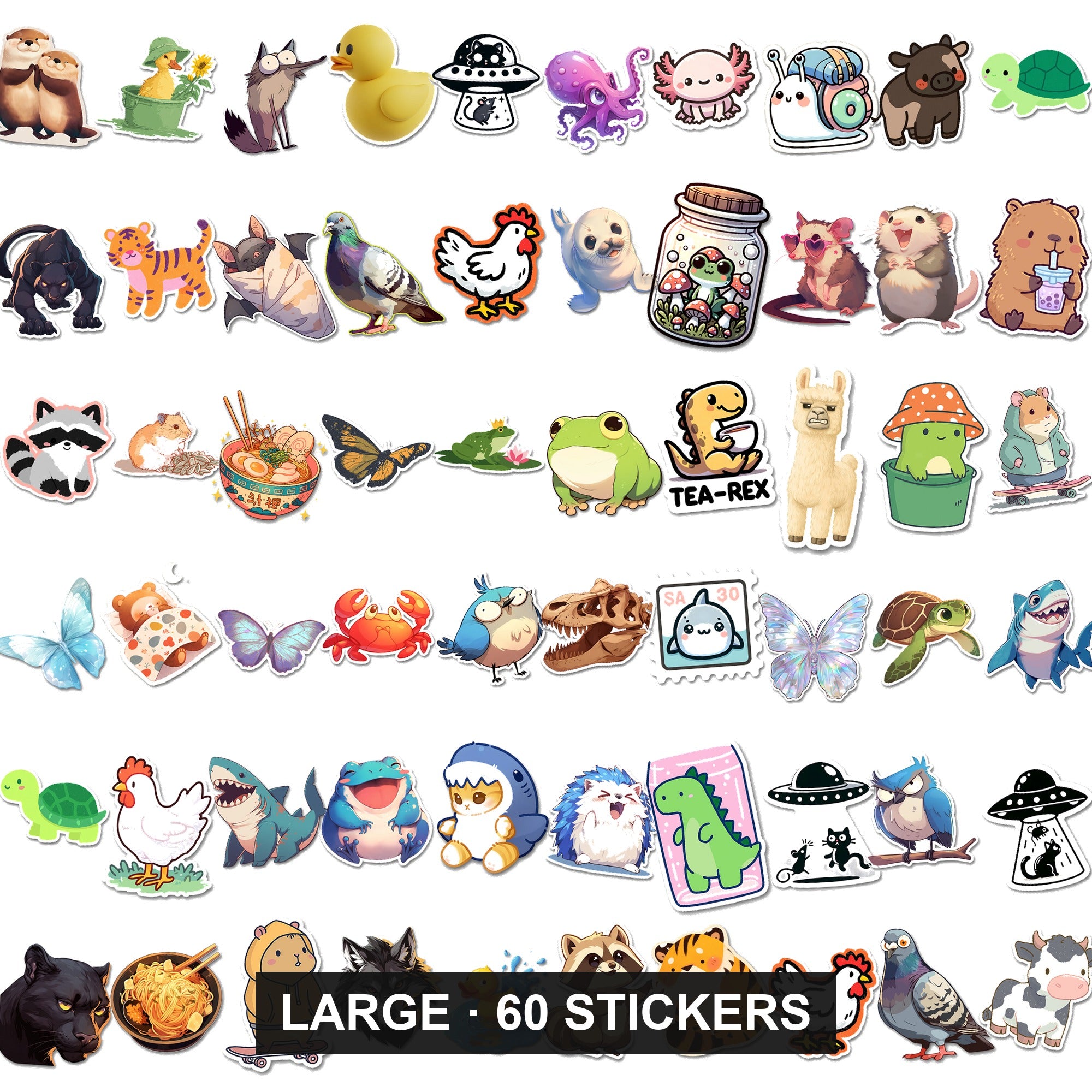 Wildlife Sticker Bundle - 60 stickers, every design shown