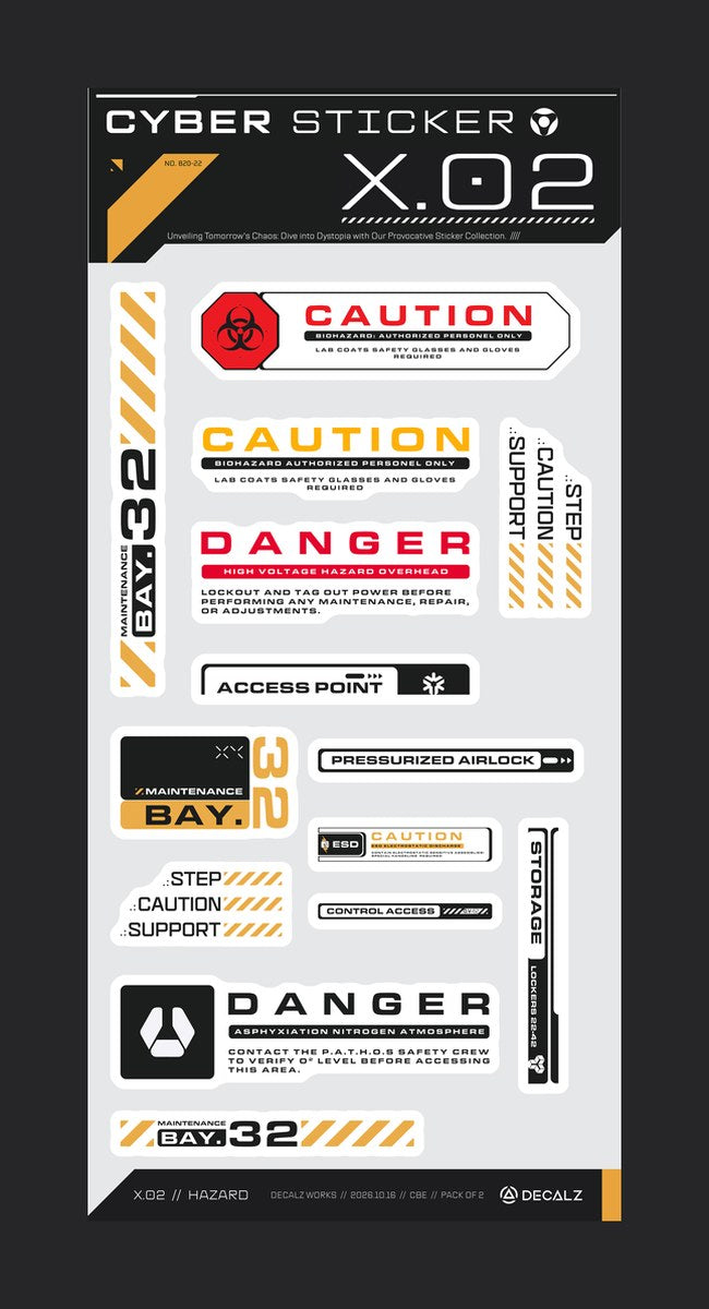 Cyber Sticker X.02 HAZARD limited edition sticker pack by Decalz