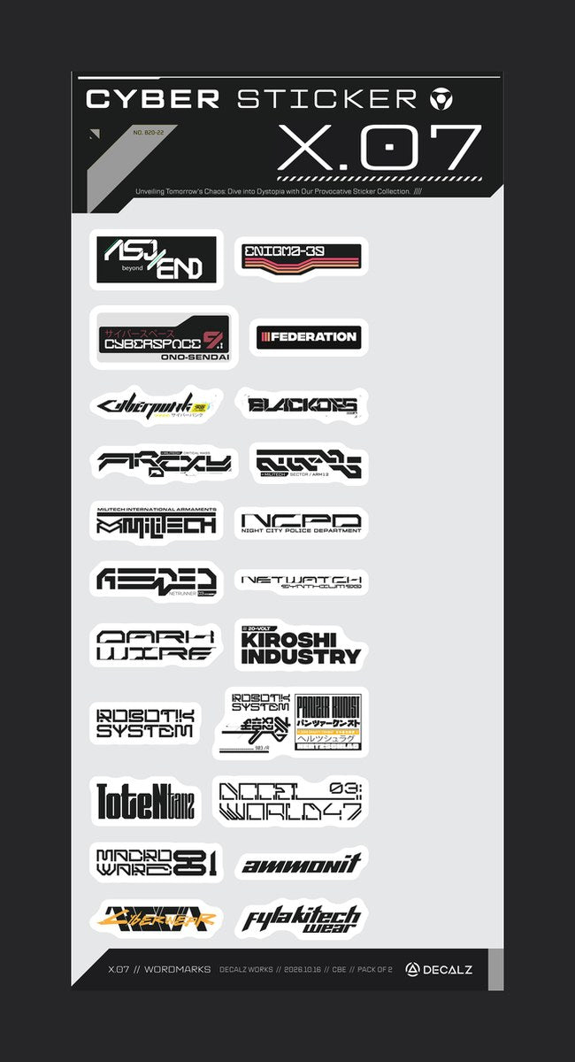 Cyber Sticker X.07 WORDMARKS limited edition sticker pack by Decalz